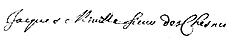 Le nom enregistré de "Jacques Miville Sieur desChesnes".  Signature à Québec le 19 octobre 1669 dans le contrat de mariage de Duquet entre Jacques Miville et Catherine de Baillon.  Voir : http://www.miville.com/genealogie.htm