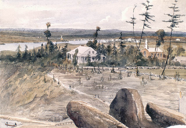 Bytown (Ottawa) mai, 1841. Aquarelle avec raclage sur crayon sur papier vélin. Bainbrigge, Philip John, 1817-1881. BAC_ MIKAN no. 2895237